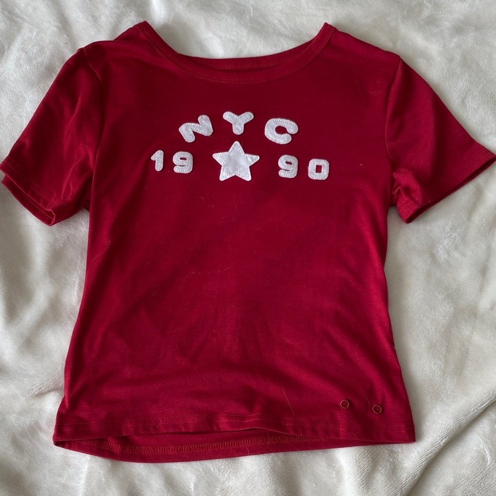 T.J.Maxx Red Short Sleeve Tee with NYC Print